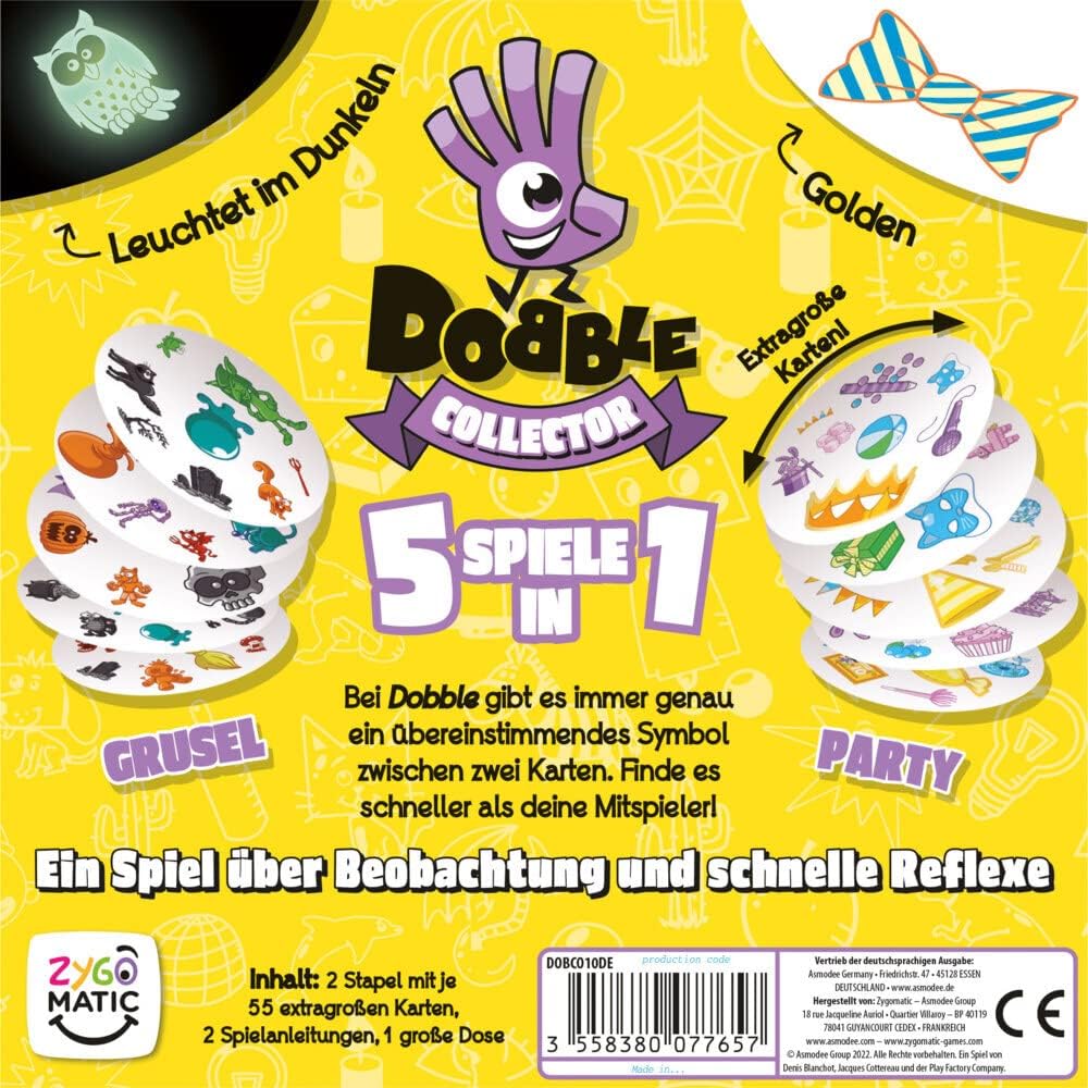 Asmodee, Dobble Collector, DE-Version, Familienspiel, Kartenspiel, Schnelles und lustiges Gesellscha