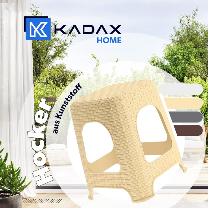 KADAX Hocker aus Kunststoff, Tritthocker bis 120 kg, Rattanhocker mit Antirutschfüssen, Badhocker, W