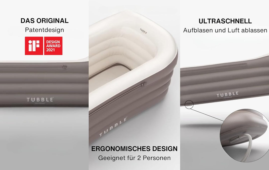 Tubble® Royale Aufblasbare Badewanne - Verwendung als Heiss- und Eisbad - Schneller Aufbau in 1min -