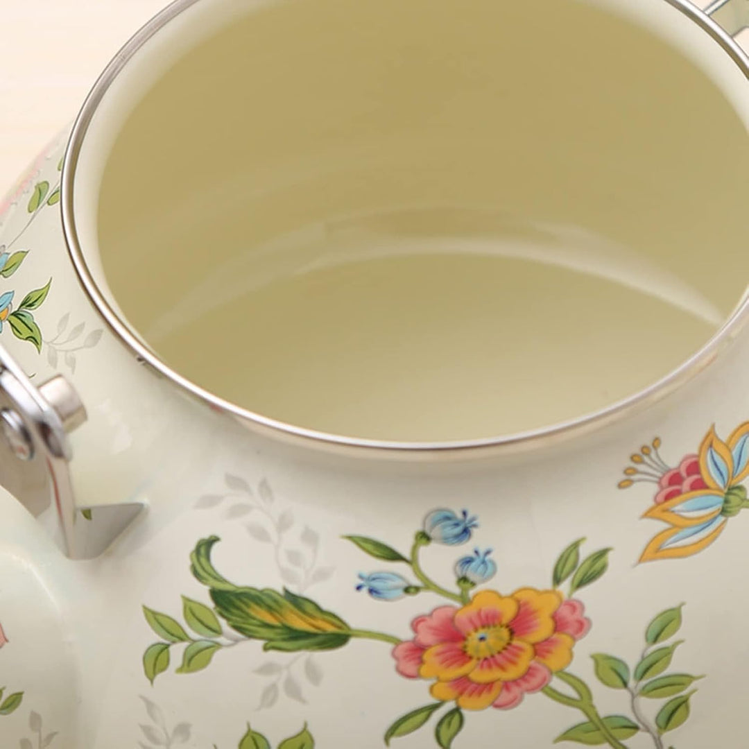 Teekessel Emaille Geschirr Kaffeekanne 2.4L Camping Wasserkessel für Induktion und Gasherd, Topf Gri