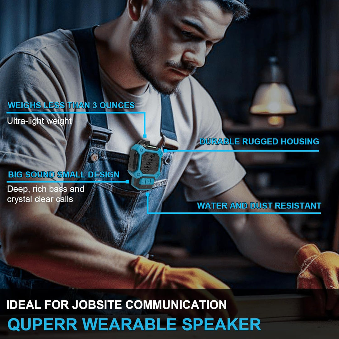 tragbarer Mini Bluetooth Lautsprecher, Clip-On Wireless Jobsite Pro wasserabweisender tragbarer Laut