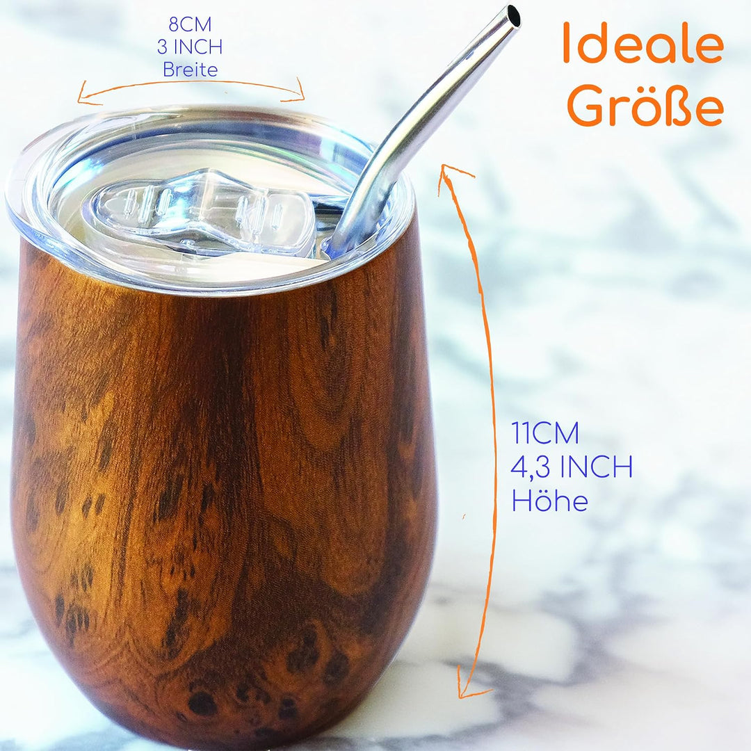 Set Tasse Yerba Maté | Argentinien | Kalebasse + Bombilla Strohhalm + Deckel | ideale Trinkflasche z