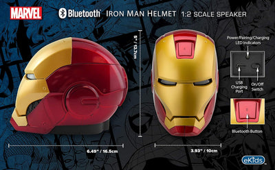 ekids Vi-B72IM Marvel Iron Man Helm Bluetooth Wireless Lautsprecher mit leuchtenden Augen tragbar Go