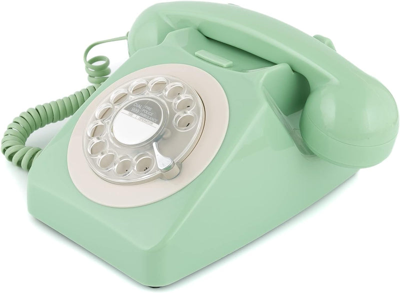 GPO 746ROTARYGREEN Retro Telefon mit Wählscheibe im 70er Jahre Design, Minzgrün