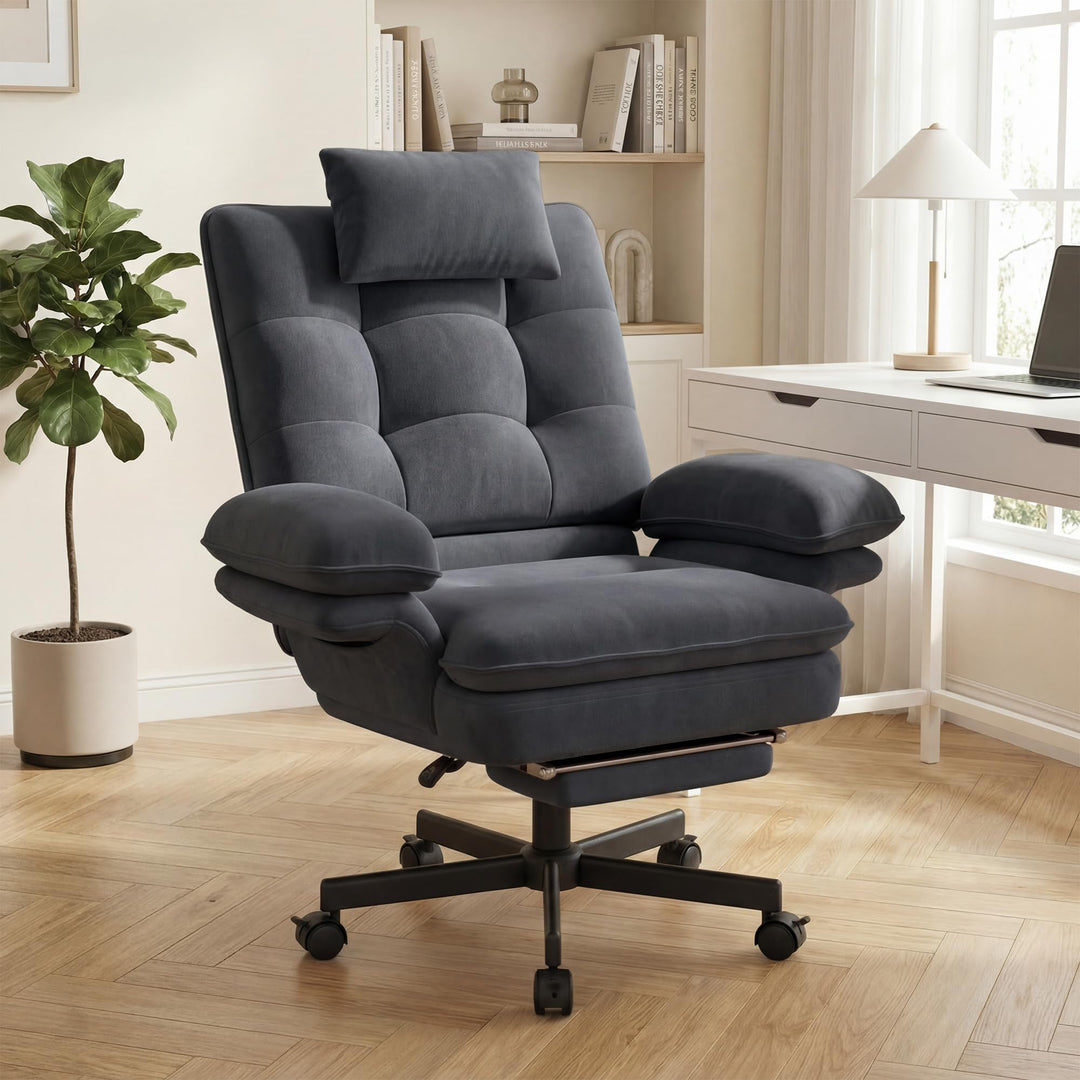 Hawthyhome ergonomischer Bürostuhl mit hochklappbaren Armlehnen, drehbarer Sessel mit Fussstütze, br