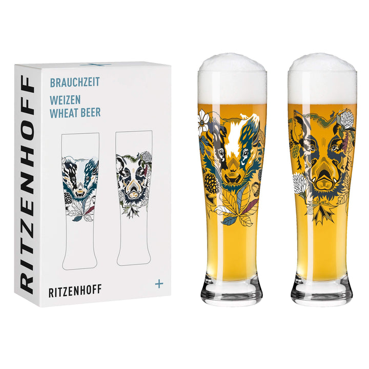 Ritzenhoff 3481004 Weizenbierglas 500 ml – 2er Set – Serie Brauchzeit Set Nr. 4 – 2 Stück mit mehrfa