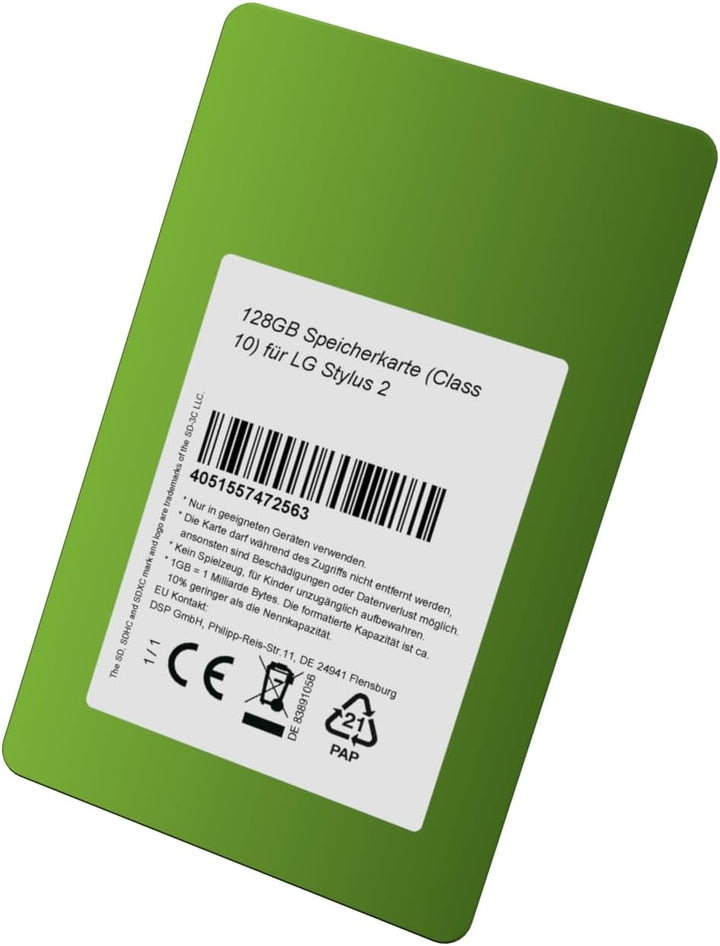 128GB Speicherkarte (Class 10) für LG Stylus 2 128GB Class 10, 128GB Class 10
