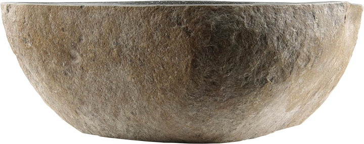 Divero Naturstein Hand-Waschbecken Aufsatzwaschbecken Vulkanstein Andesit Findling grau Ø ca. 33 – 4
