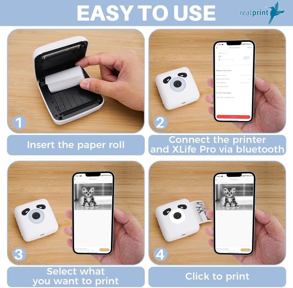 Colibri | Mobiler Thermodrucker | Thermal-Inkjet | Bubble-Jet Drucker mit USB und Bluetooth für Foto