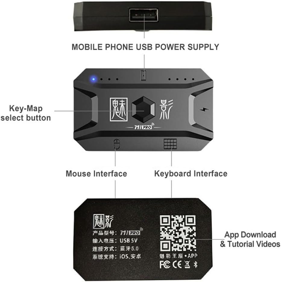 M1 Pro Keyboard Mouse Converter Portable Mobile Game Keyboard und Mouse Adapter BT5.0 Connection Sup