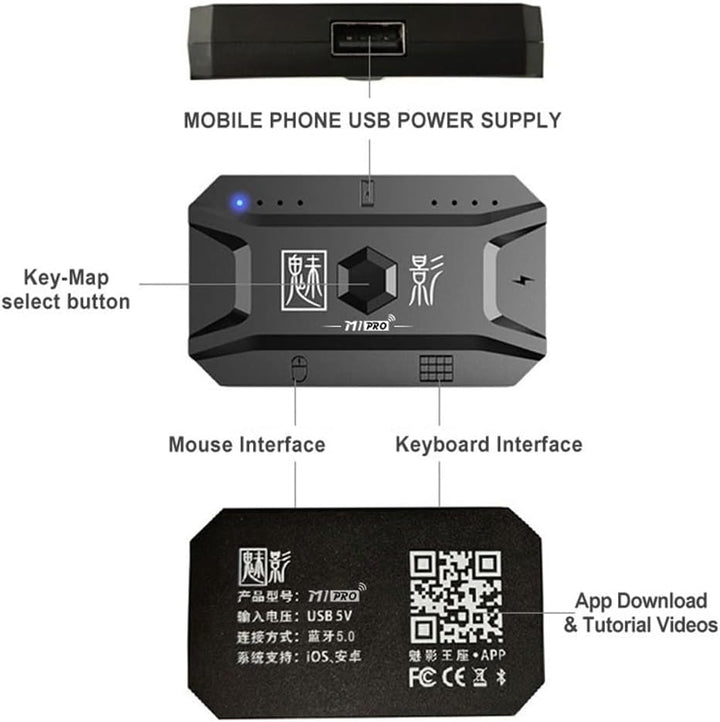 M1 Pro Keyboard Mouse Converter Portable Mobile Game Keyboard und Mouse Adapter BT5.0 Connection Sup