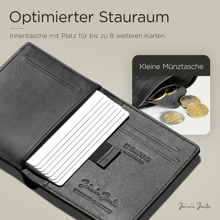 Jaimie Jacobs SLIMSTAR Geldbeutel dünne Geldbörse echtes Leder Slim Wallet Hochformat RFID-Schutz He