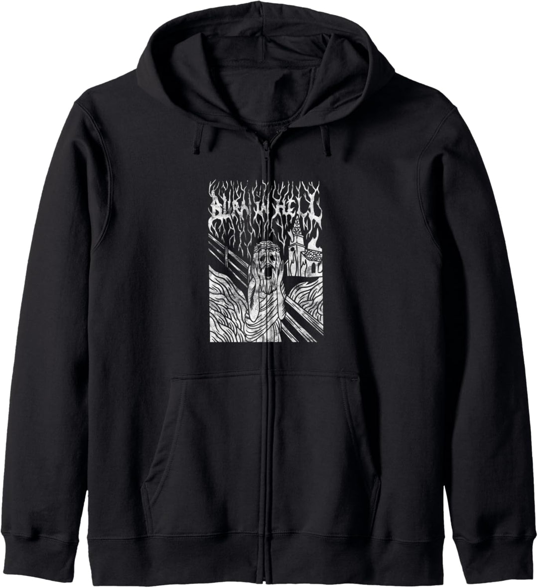 Burn In Hell Goth The Scream Burning Church Jesus Satan Kapuzenjacke