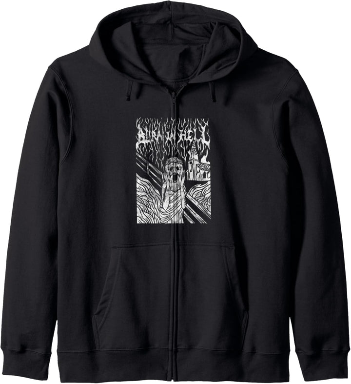 Burn In Hell Goth The Scream Burning Church Jesus Satan Kapuzenjacke