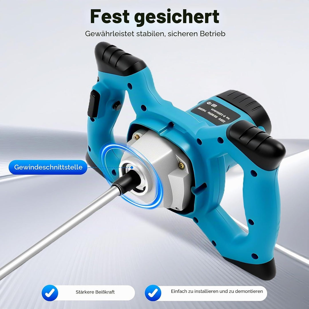 Farb-Mörtelrührer &amp; Betonmischer 1400W Elektrisch - Handrührwerk mit 6 Geschwindigkeitsstufen, 1200