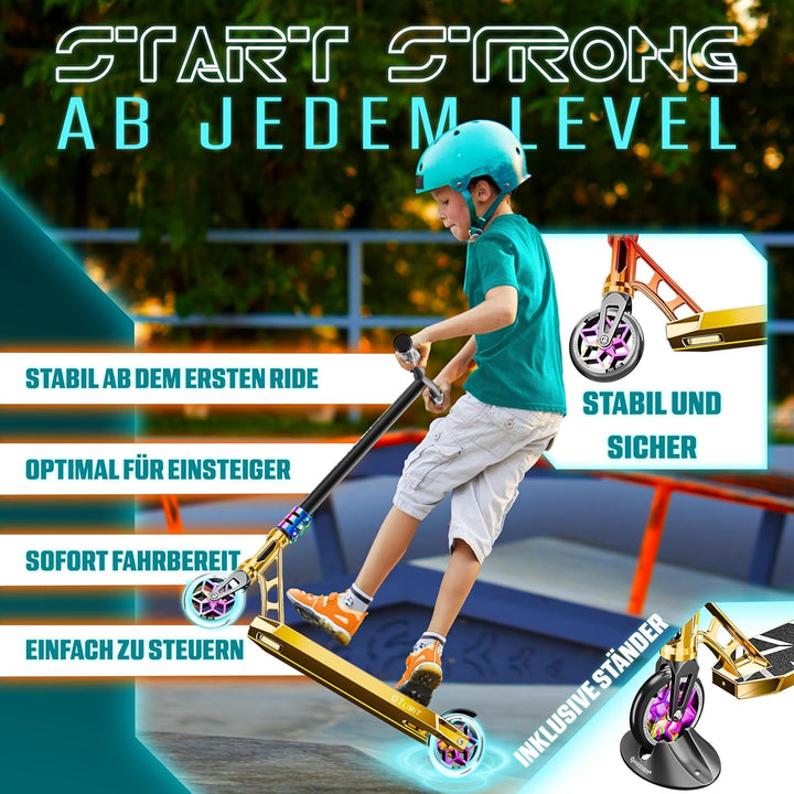 KESSER® Stunt Scooter GT-Limit 360° Lenkung Funscooter Stuntscooter mit Ständer ABEC 9 Kugellagern,