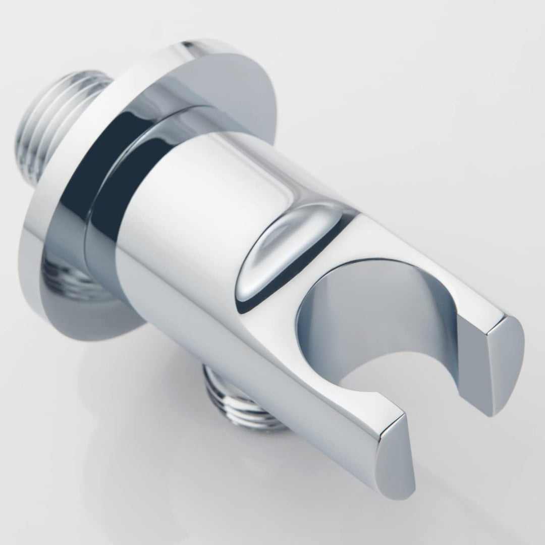 Keymark Wandanschlussbogen mit Brausehalter Chrom, Messing Schlauchanschluss mit Wandbrausehalter, W