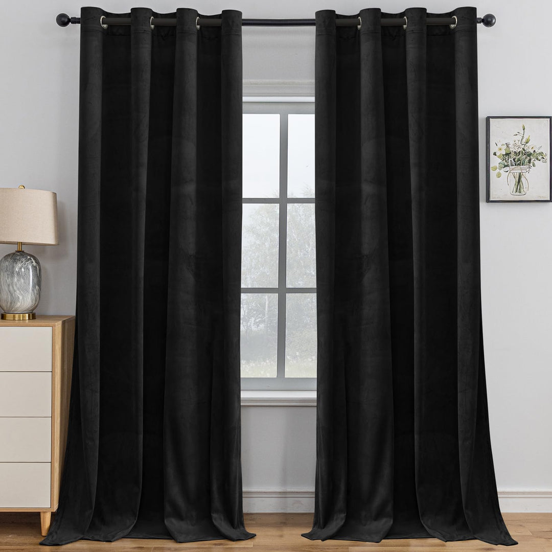 YSTELLAA Samtvorhang 2er Set, Gardinen Vorhänge, 140×160cm, Verdunklungsvorhänge Schlafzimmer Mit Ös