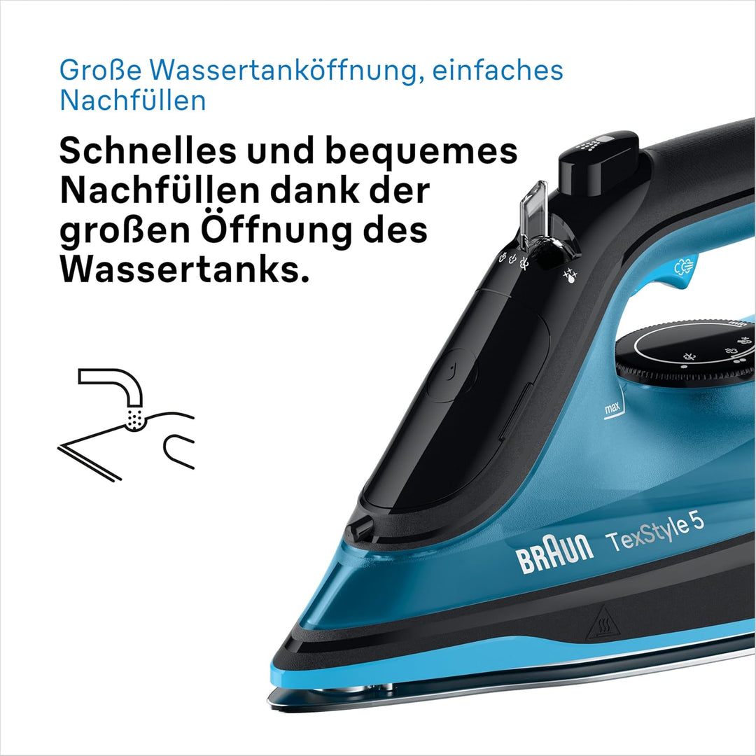 Braun Household TexStyle 5 SI5256 BL Dampfbügeleisen mit FreeGlide 3D Bügelsohle, Präzisionsspitze,