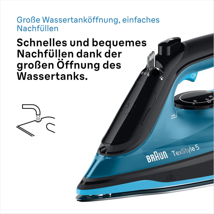 Braun Household TexStyle 5 SI5256 BL Dampfbügeleisen mit FreeGlide 3D Bügelsohle, Präzisionsspitze,