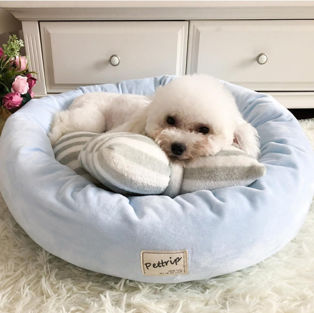 PETCUTE Hundebett Katzenbett Waschbar Hundesofa Rund Kissen Bett Wildlederimitat Haustierbett für Gr