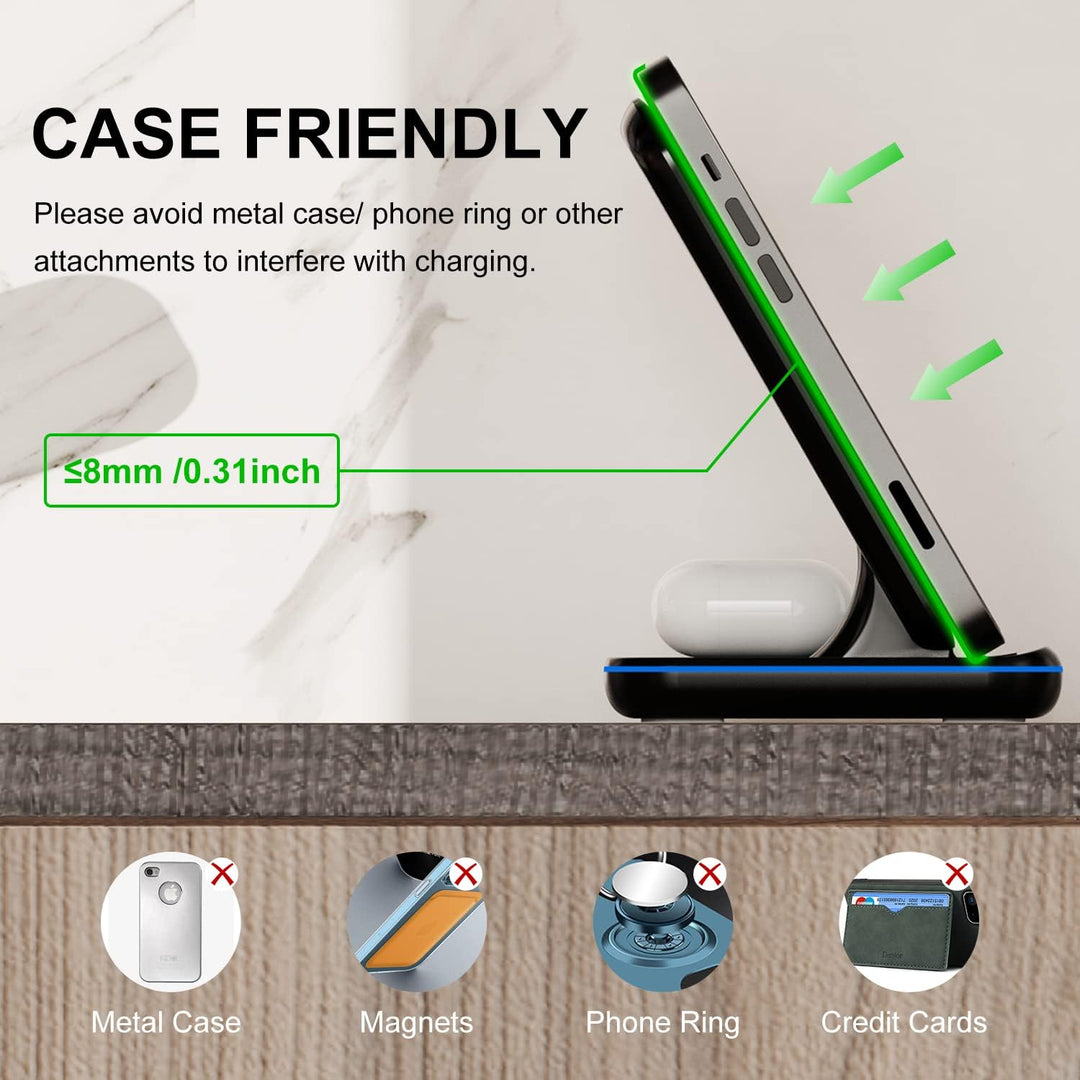 Minthouz Wireless Charger, 3 in 1 Induktive Ladestation mit 18W Adapter für mehrere Geräte Apple, iW