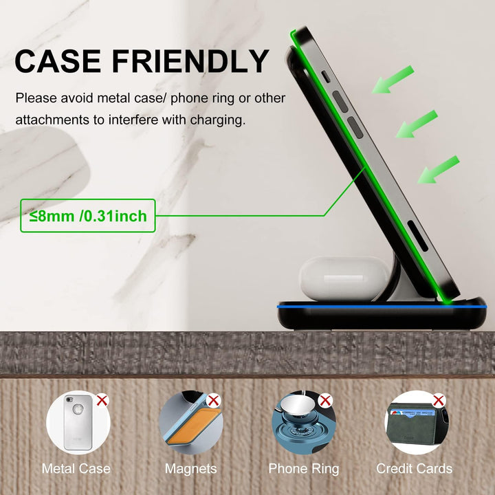 Minthouz Wireless Charger, 3 in 1 Induktive Ladestation mit 18W Adapter für mehrere Geräte Apple, iW