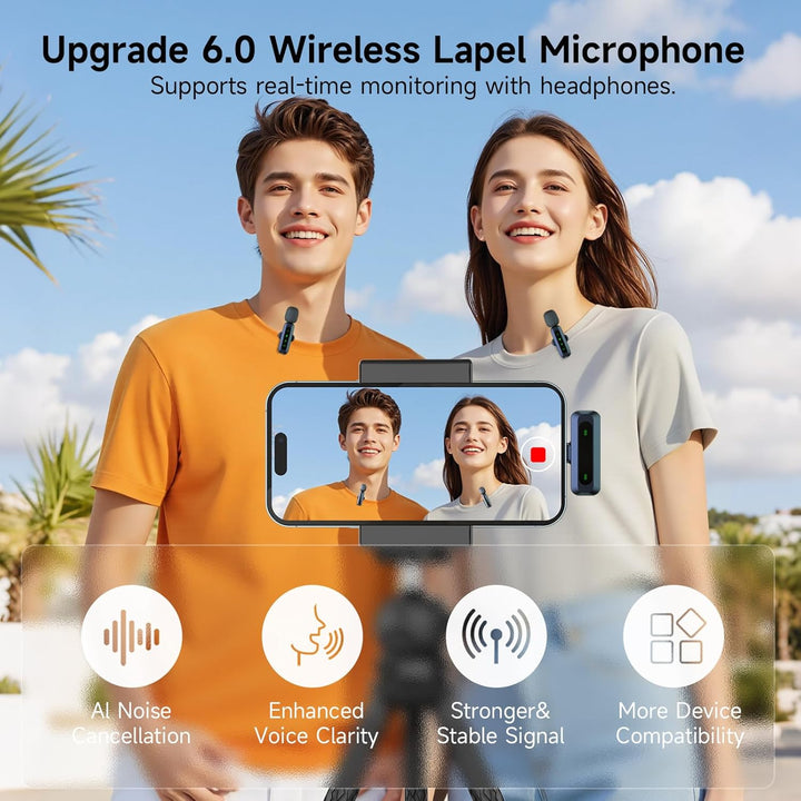 Mikrofon handy, Mikrofon für iPhone und USB-C-Stecker, Mini mikrofon, kabellose Mikrofone mit Rausch