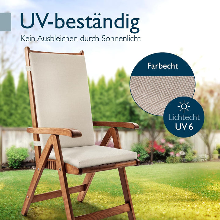 Beautissu 6er Set Premium Hochlehner Auflage 100% Wasserdicht UV-beständig | 120x50cm Beige bequem p