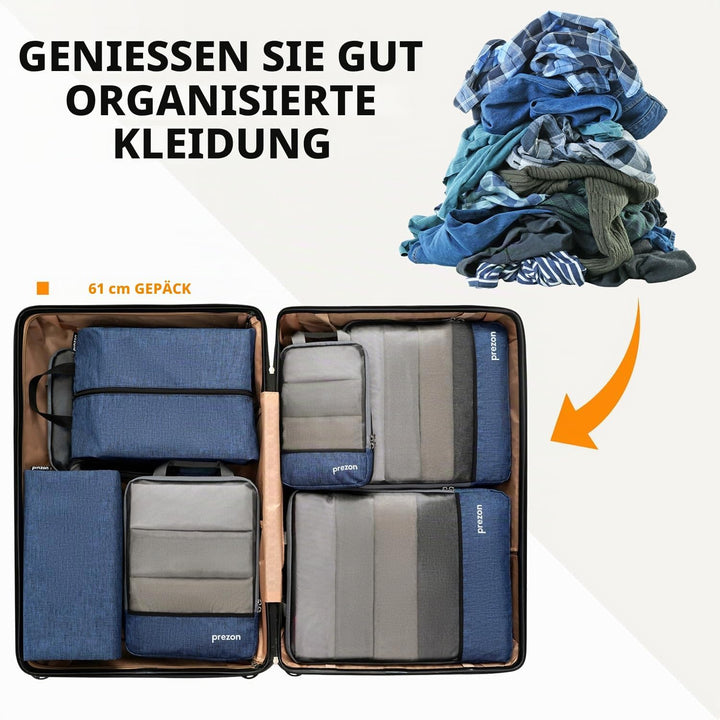 Prezon Komprimierbaren Packwürfeln mit Reiseschuhtasche und Wäschesack, Erweiterbarer Koffer-Organiz