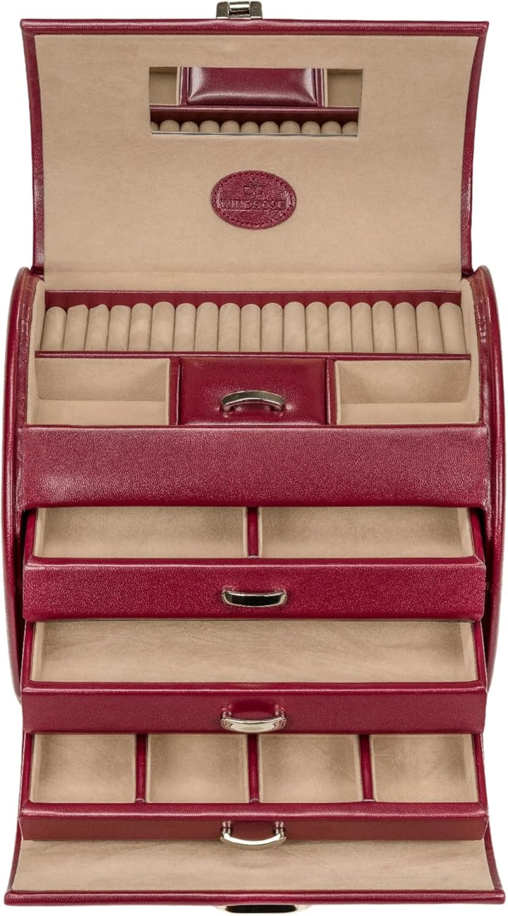 Windrose Merino Schmuckkoffer 4 Etagen 22 cm rot, Rot