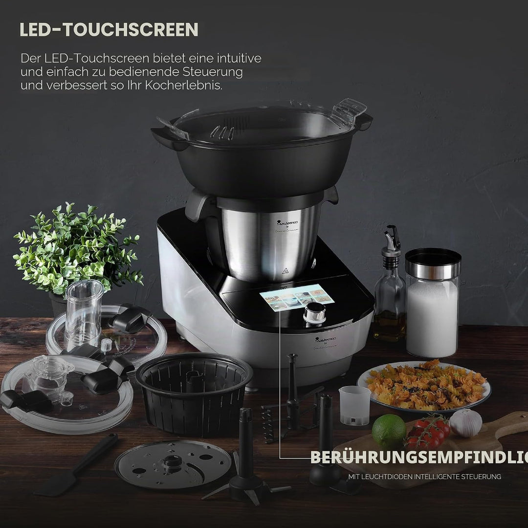MasterPRO BY CARLO CRACCO - Küchenmaschine 1000W 3.5L - 12 Programme - LED Touch Control - Multifunk