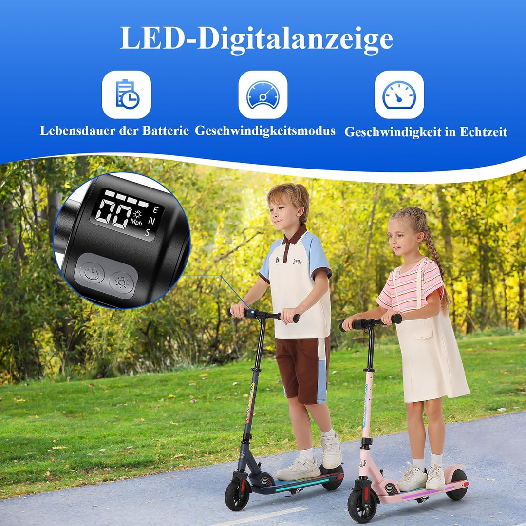 Caroma Elektroroller für Kinder von 8-12 Jahren, 180W Motor, 16 km/h, 60 min Fahrzeit, Einstellbare