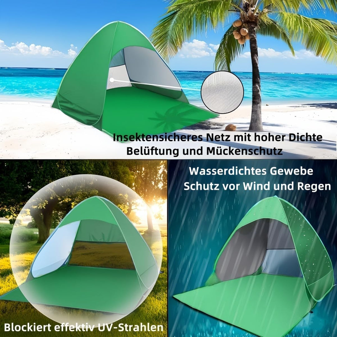 XXL Strandmuschel Pop Up uv Schutz 50 +, Strandzelt Sonnenschutz 3-5 Personen, Grösser Strandmuschel
