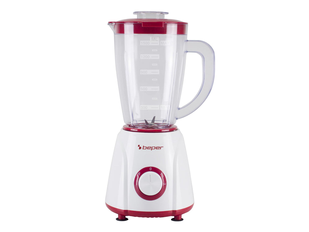 BEPER P102FRU501 Tischmixer 1,5 l – 400 W, 4 Klingen aus Edelstahl, 2 Geschwindigkeiten + Pulsfunkti