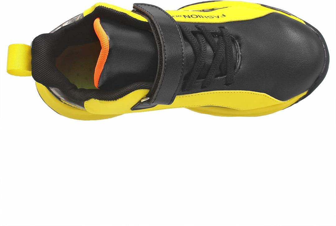 Turnschuhe für Jungen Kinder Sportschuhe mit Klettverschluss Grösse 30-40 31 EU Schwarz Gelb, 31 EU
