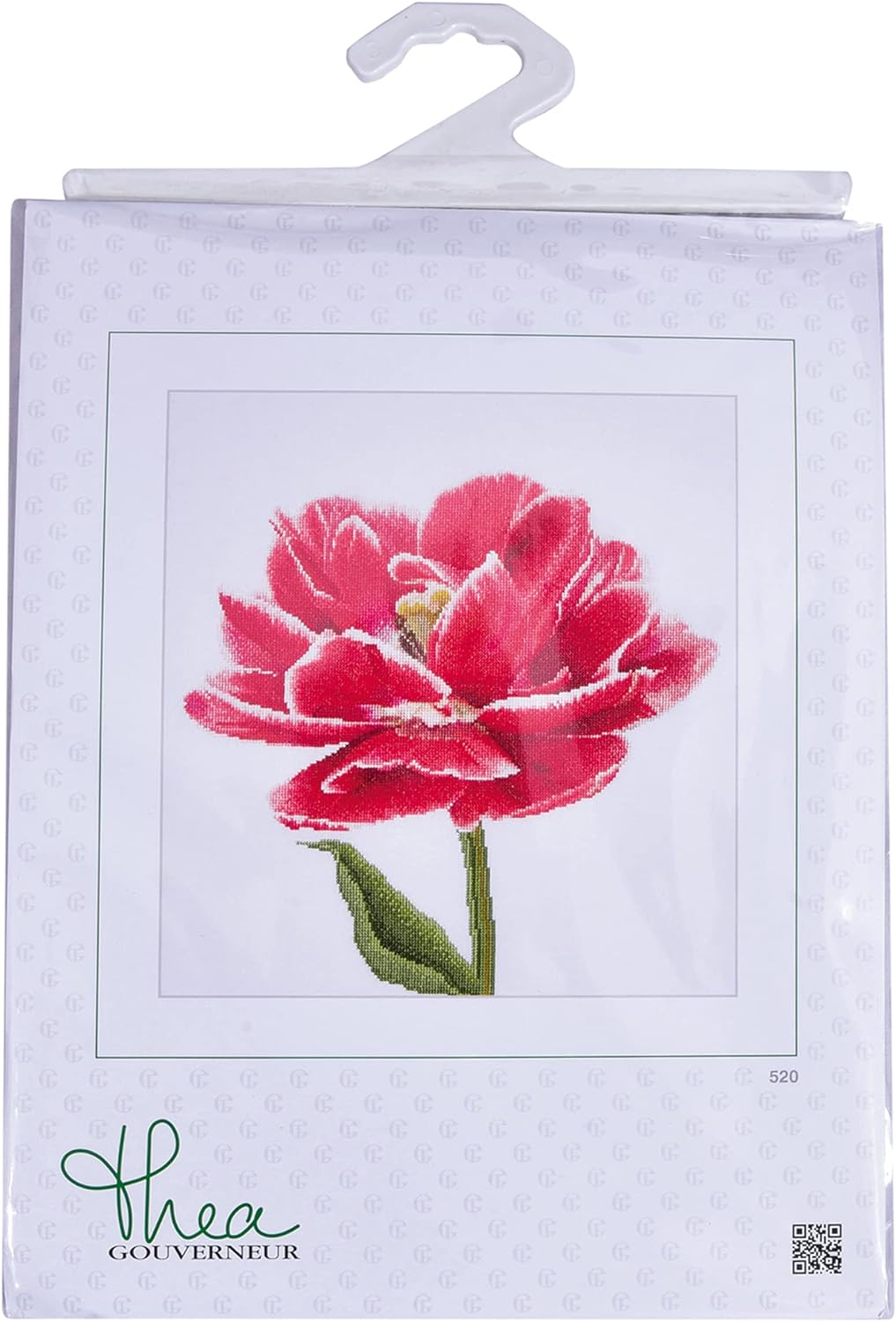 Thea Gouverneur - Kreuzstich-Set - Rot-weisse Dppeltulpe - Leinen - 32 Count - Für Erwachsene - 520,