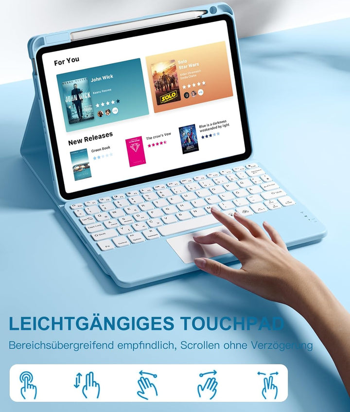 Vobafe Hülle mit Tastatur für iPad Air 11 Zoll M4 M3 M2 (2026/2025/2024), iPad Air 5. 4. Generation