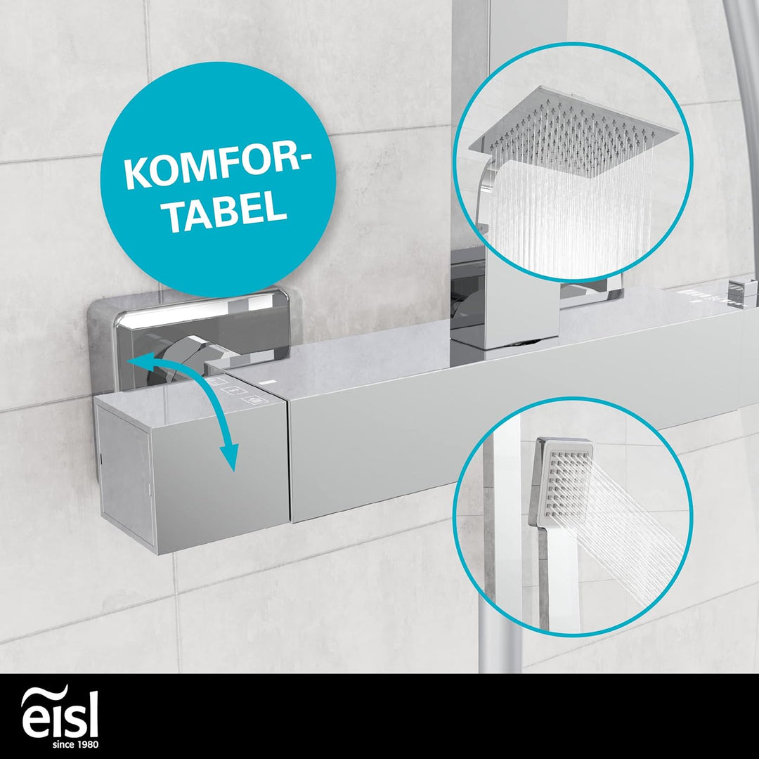 EISL CALVINO Duschsystem mit Thermostat Armatur, Komplettes Duschset mit Brausegarnitur (Regendusche