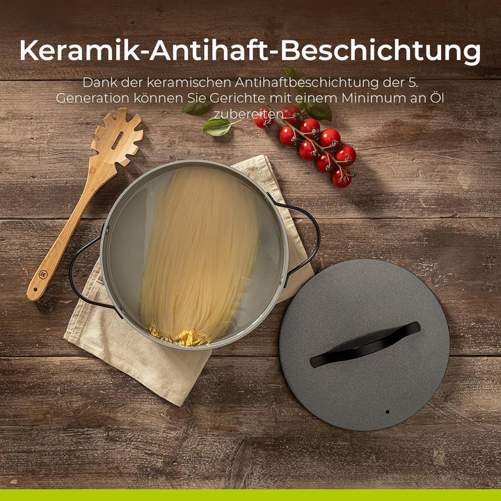 Be Living Essential Kochtopf mit Deckel Ø 28 cm (7 L) Induktion Schmortopf, Non Stick Keramik Antiha