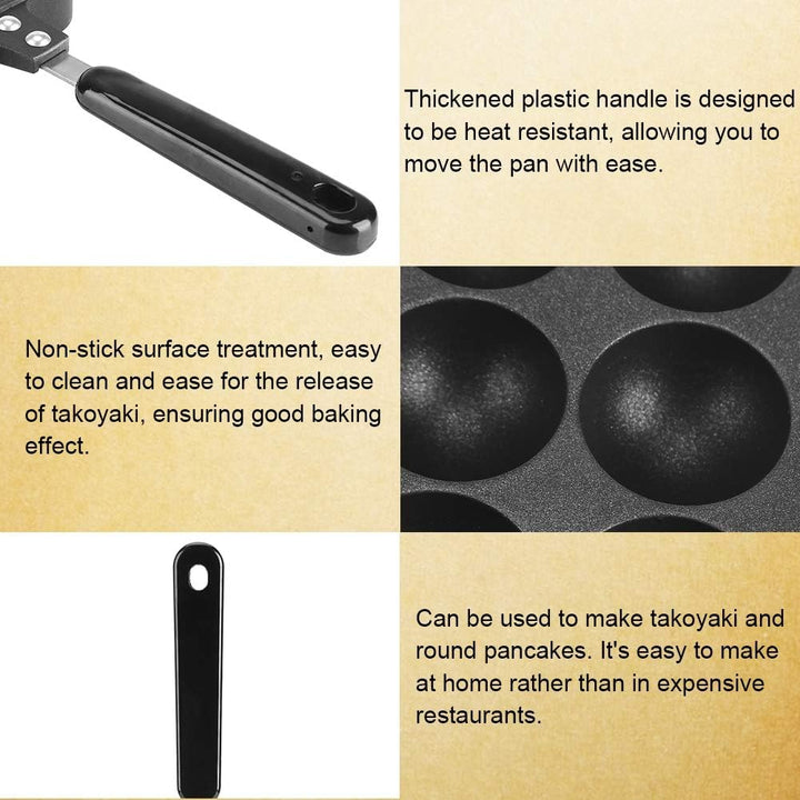 Takoyaki Pan, Asixx 12 Vertiefungen Aluminium Antihaft-Takoyaki Grill Pan Plate Octopus Ball/Pancake