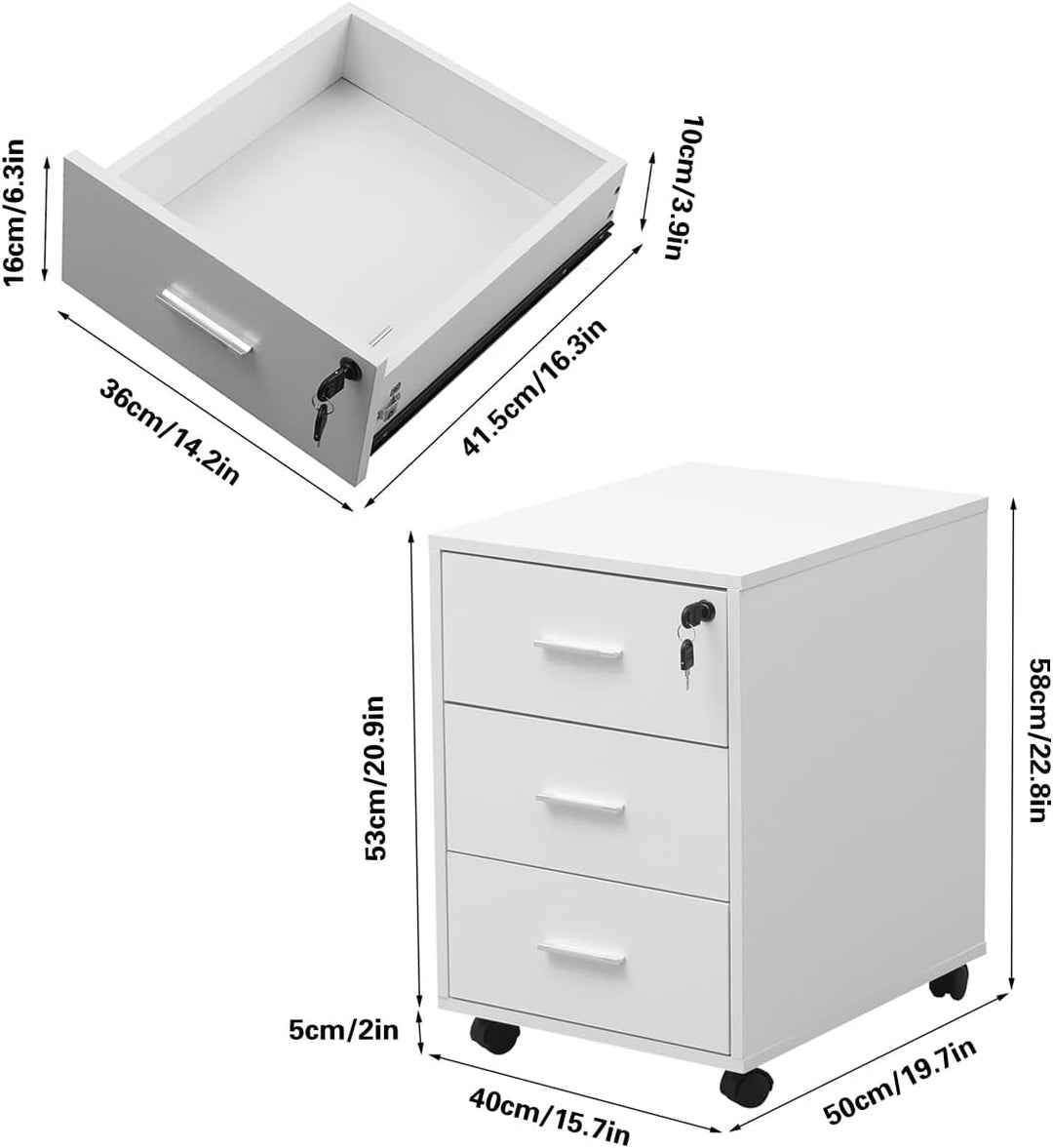 Bürosockel unter Schreibtischschubladen, mobiler Fliegenschrank, Büroaufbewahrungseinheit (abschlies