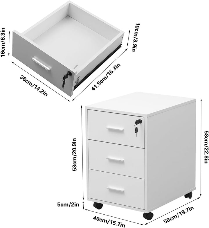 Bürosockel unter Schreibtischschubladen, mobiler Fliegenschrank, Büroaufbewahrungseinheit (abschlies
