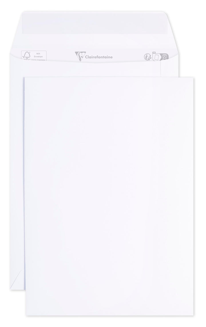 Clairefontaine 8242C - Karton mit 500 Versandtaschen weiss C5-162x229mm, selbstklebend, 120g, 1 Kart