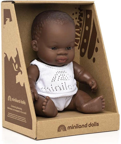 Miniland 31123 - Baby (afrikanischer Junge) 21 cm AFRIKANISCHER JUNGE21cm, AFRIKANISCHER JUNGE21cm