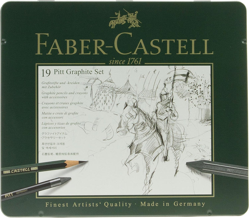 Faber-Castell 112973 - Pitt Graphite Set im Metalletui, medium, 19-teilig, medium