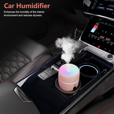 KARFUN Luftbefeuchter,Mini Humidifiers fürs Auto mit 7 Farben Licht,Leiser Raumbefeuchter Klein,Auto