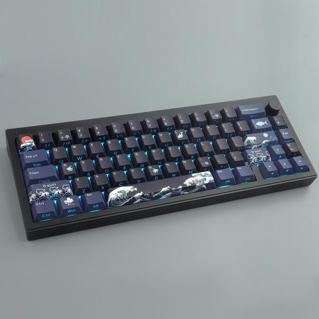Sunzit PBT Custom Keycaps,129 Tasten Korallenmeer Tastenkappen Cherry Profil Dye-Sub Shine Through S