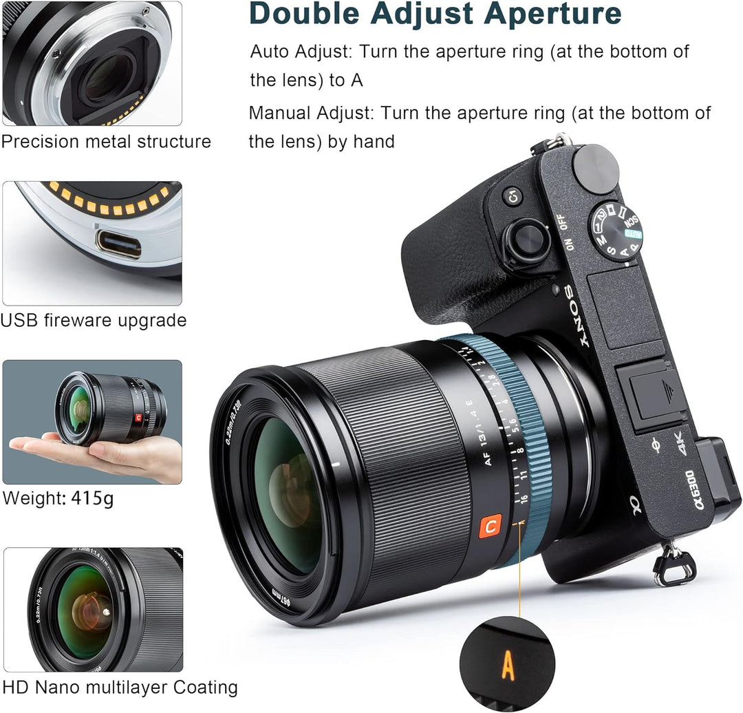 VILTROX 13mm F1.4 f/1.4 Autofokus Objektiv Ultraweitwinkel APS-C Grosse Blende Augenfokus Prime Obje