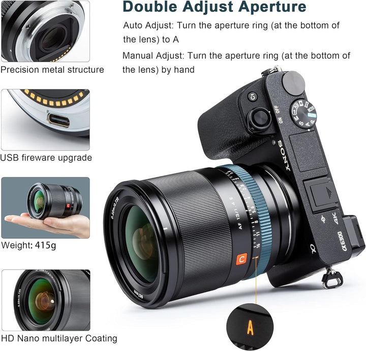 VILTROX 13mm F1.4 f/1.4 Autofokus Objektiv Ultraweitwinkel APS-C Grosse Blende Augenfokus Prime Obje